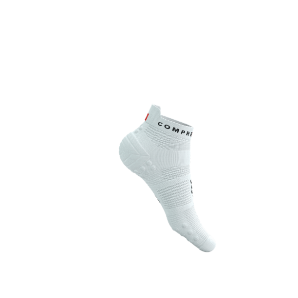 Tất Chạy Bộ Compressport Pro Racing Socks v4.0 Run Low - Trắng (White/Black)