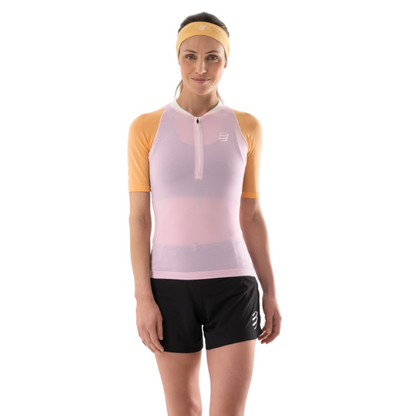 Áo chạy Trail Nữ Compressport Trail Postural SS Top - Hồng/Cam (Roseate/Orange)