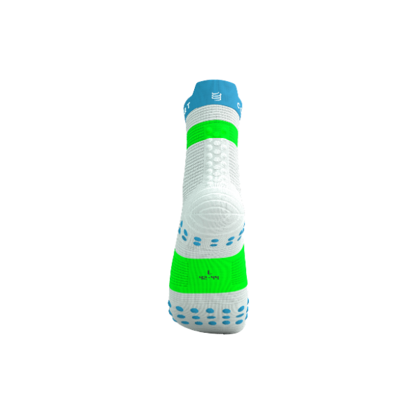 Tất Chạy Bộ Compressport Pro Racing Socks v4.0 Run High - White/Norse Blue/Neon Green