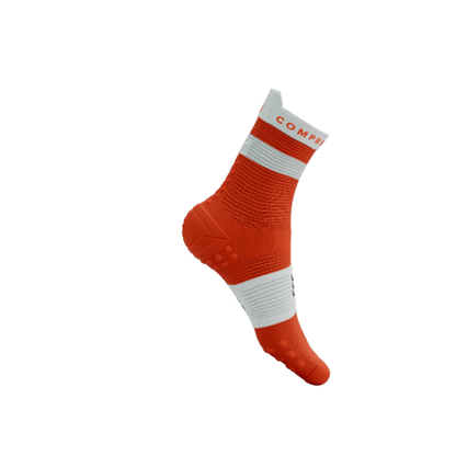 Tất Chạy Bộ Compressport Pro Racing Socks v4.0 Run High - Tigerlily/White