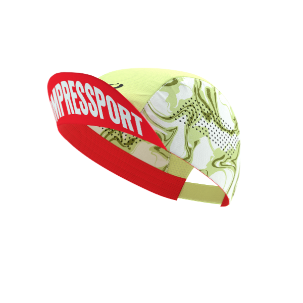 Mũ chạy bộ Compressport Pro Racing Cap - Xanh/Đỏ (Green Camo/Fluo Red)