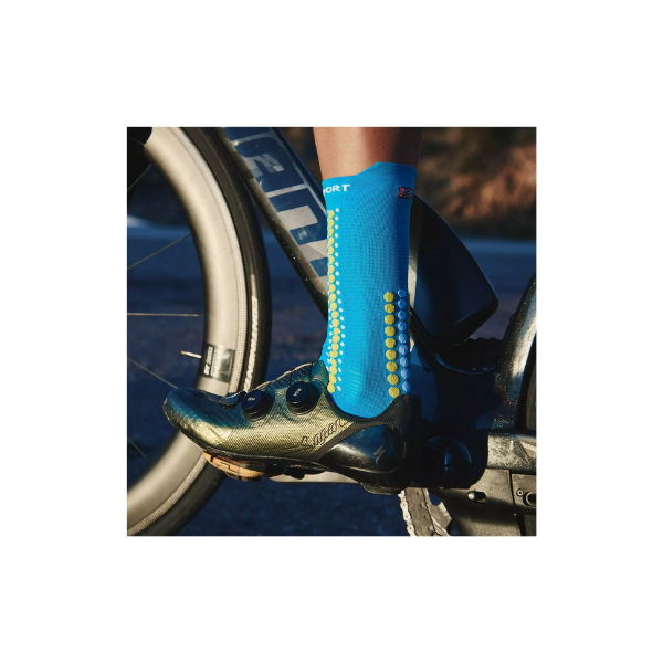 Compressport Unisex's Pro Racing Socks v4.0 Bike - Fluo Blue/Primerose