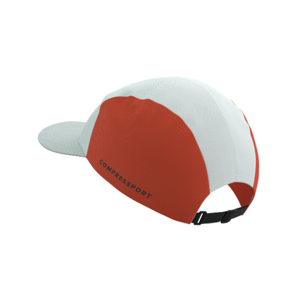 Mũ Chạy Bộ Compressport 5 Panel Light Cap - Star White/ Tigerlily