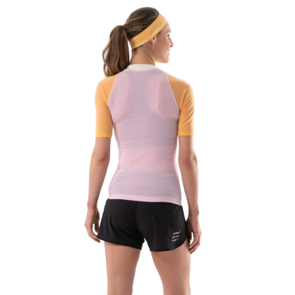 Áo chạy Trail Nữ Compressport Trail Postural SS Top - Hồng/Cam (Roseate/Orange)