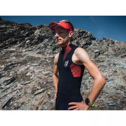 Áo chạy Trail Nam Compressport Trail Postural Tank Top - Đen/Đỏ (Black/Red)