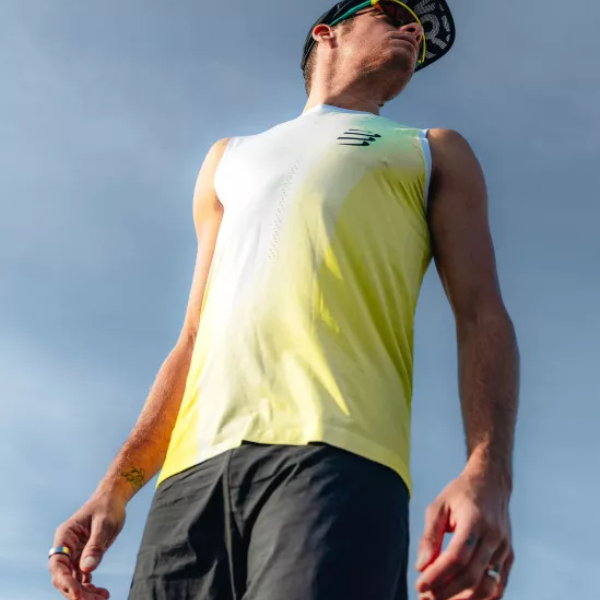 Áo chạy bộ Nam Compressport Performance Tank - Vàng (Safe Yellow)