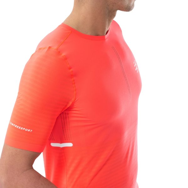 Áo chạy bộ Nam Compressport Pro Racing SS Tshirt - Đỏ (Fluo Red)