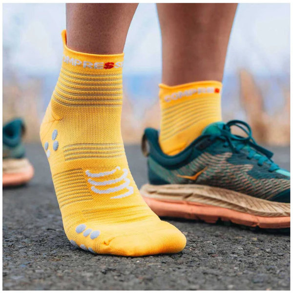 Compressport Unisex's Pro Racing Socks v4.0 Run Low - Citrus/Alloy