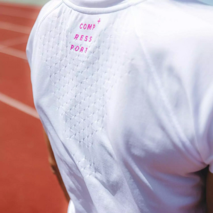Áo chạy bộ Nữ Compressport Training SS T-Shirt - White/Pink - Ladies 202