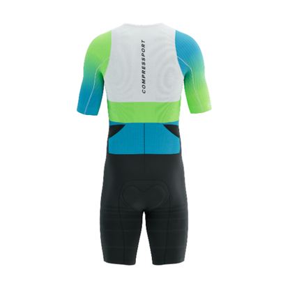 Đồ Ba Môn Nam Compressport Stream SS Trisuit - Trắng/Xanh (White/Blue Green)