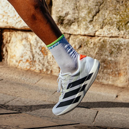 Tất chạy bộ Compressport Pro Marathon Socks v2.0 - White/Norse Blue/Neon Green