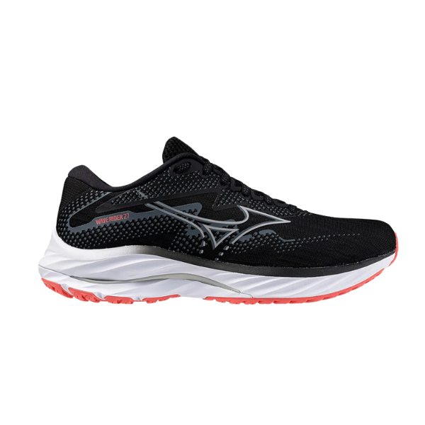 Giày chạy bộ Nữ Mizuno Wave Rider 27 - Đen (Black/Nickel/Dubarry)
