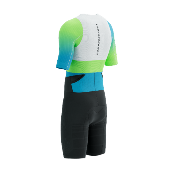 Đồ Ba Môn Nam Compressport Stream SS Trisuit - Trắng/Xanh (White/Blue Green)