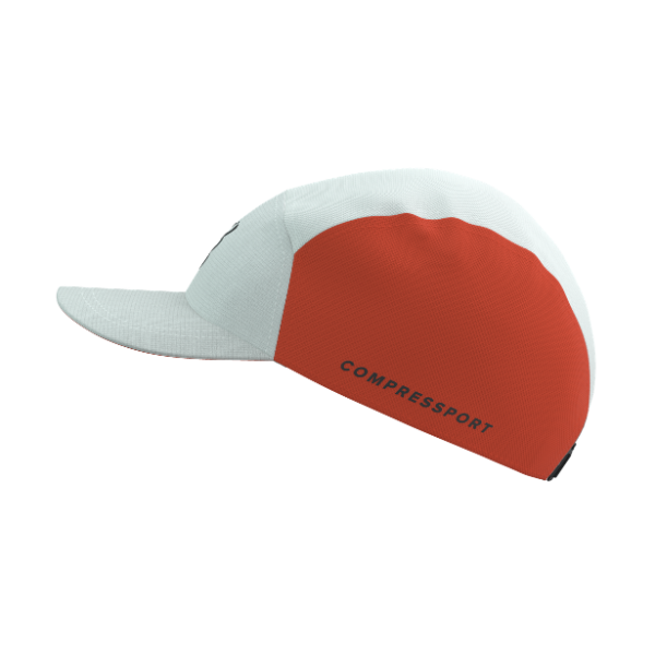 Mũ Chạy Bộ Compressport 5 Panel Light Cap - Star White/ Tigerlily
