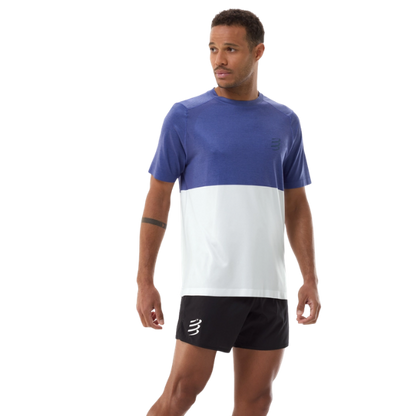 Áo chạy Bộ Nam Compressport Performance SS Tshirt - Xanh Orient Blue