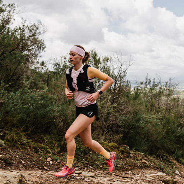 Áo chạy Trail Nữ Compressport Trail Postural SS Top - Xanh (Indigo Blue)