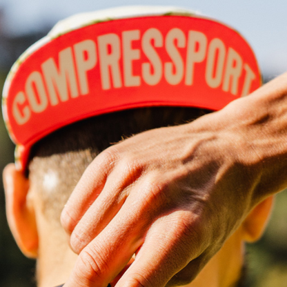 Mũ chạy bộ Compressport Pro Racing Cap - Xanh/Đỏ (Green Camo/Fluo Red)