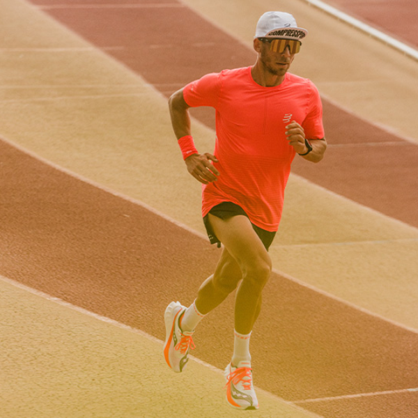 Áo chạy bộ Nam Compressport Pro Racing SS Tshirt - Đỏ (Fluo Red)