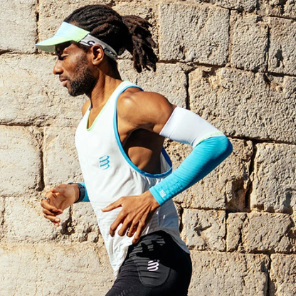 Mũ Chạy Bộ Compressport Pro Racing Visor - Star White/Blue Green