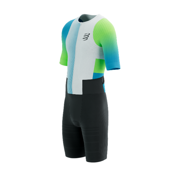 Đồ Ba Môn Nam Compressport Stream SS Trisuit - Trắng/Xanh (White/Blue Green)