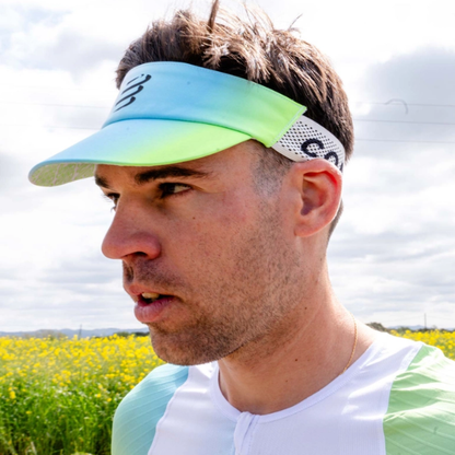 Mũ Chạy Bộ Compressport Pro Racing Visor - Star White/Blue Green
