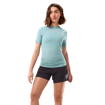 Áo Chạy Trail Nữ Compressport Trail Racing SS Tshirt - Xanh Ether