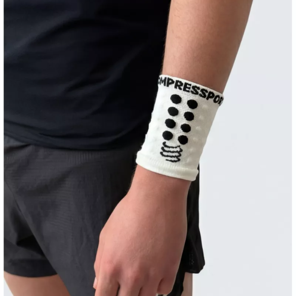 Băng bảo vệ cổ tay Compressport Unisex's Sweatbands 3D.Dots - Trắng (White)