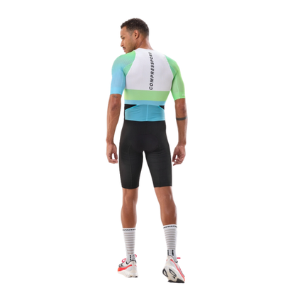 Đồ Ba Môn Nam Compressport Stream SS Trisuit - Trắng/Xanh (White/Blue Green)