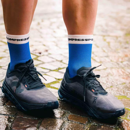 Tất Chạy Bộ Compressport Pro Racing Socks v4.0 Run High - Xanh Princess/Blue White