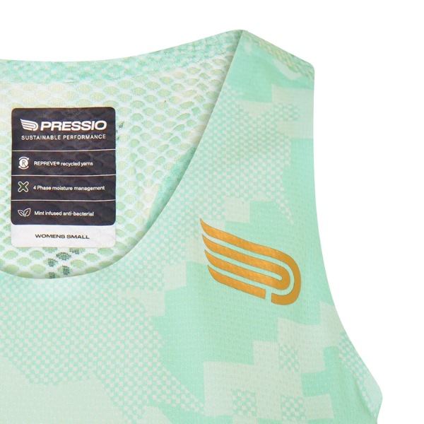 Áo chạy bộ Nữ Pressio Elite Singlet - Xanh Mint (Mint Camo)