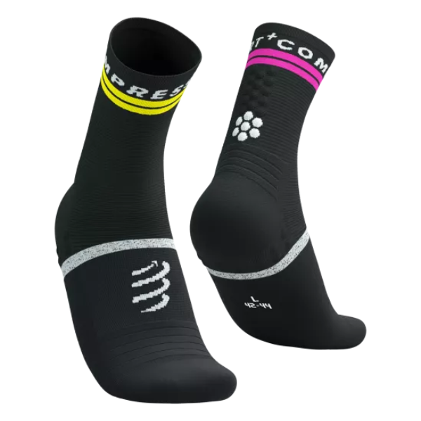 Compressport Pro Marathon Socks v2.0 - Black/Safe Yellow/Neo Pink