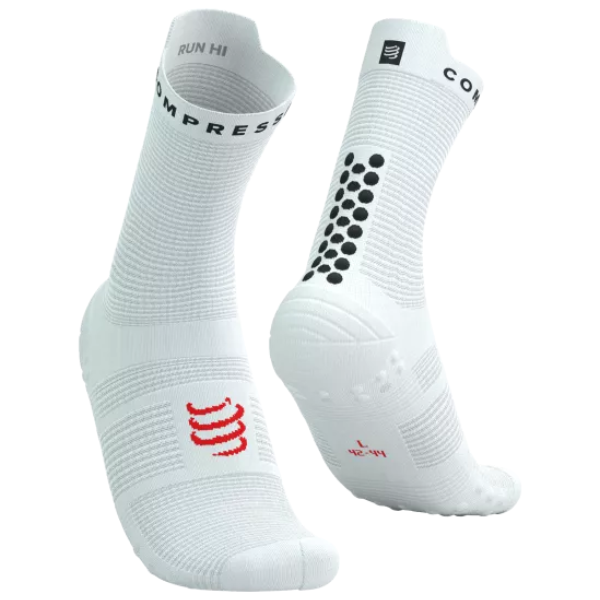 Tất chạy bộ Compressport Pro Racing Socks v4.0 Run High - Trắng/Đen (White/Black)
