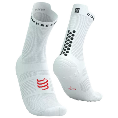 Tất chạy bộ Compressport Pro Racing Socks v4.0 Run High - Trắng/Đen (White/Black)