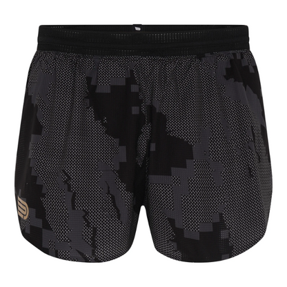 Quần chạy bộ Nam Pressio Run Elite 3’ Short - Đen Camo (Camo Black)
