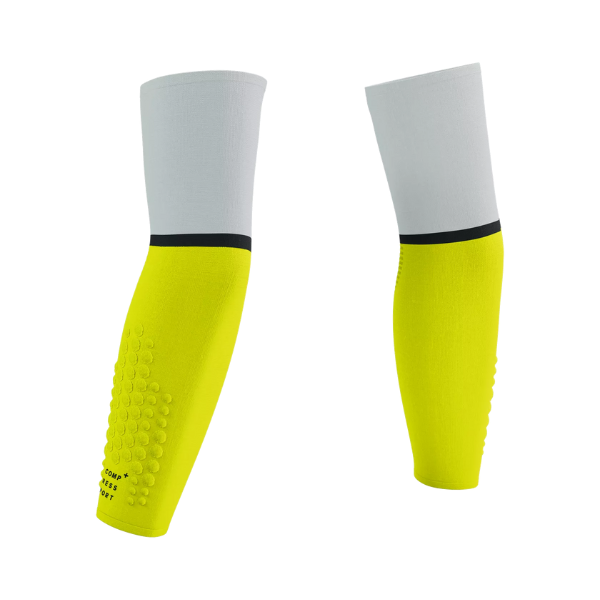 Compressport Unisex's Arm Force Ultralight - White/Safe Yellow