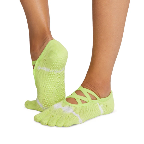 Vớ Toesox Grip Full Toe Elle - Lime Tie Dye Stripe