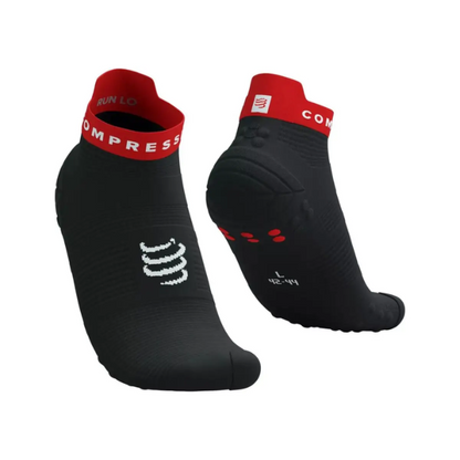 Tất chạy bộ Compressport Unisex's Pro Racing Socks v4.0 Run Low - Đen/Đỏ (Black/Core Red)