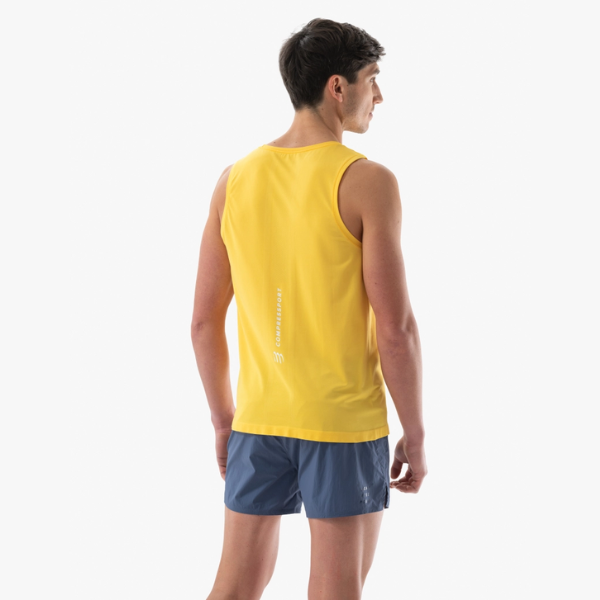 Áo chạy bộ Nam Compressport Performance Singlet - Vàng (Yellow)