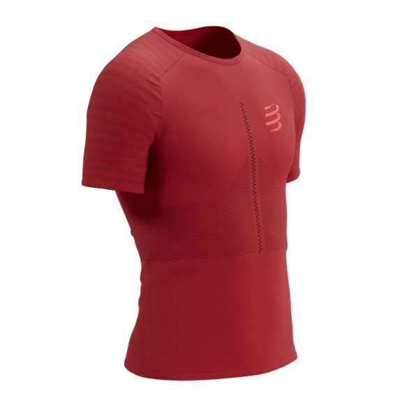 Áo chạy bộ Nam Compressport Racing SS Tshirt - Đỏ (Samba Red)