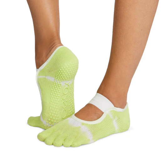 Vớ Toesox Grip Full Toe Mia - Lime Tie Dye Stripe