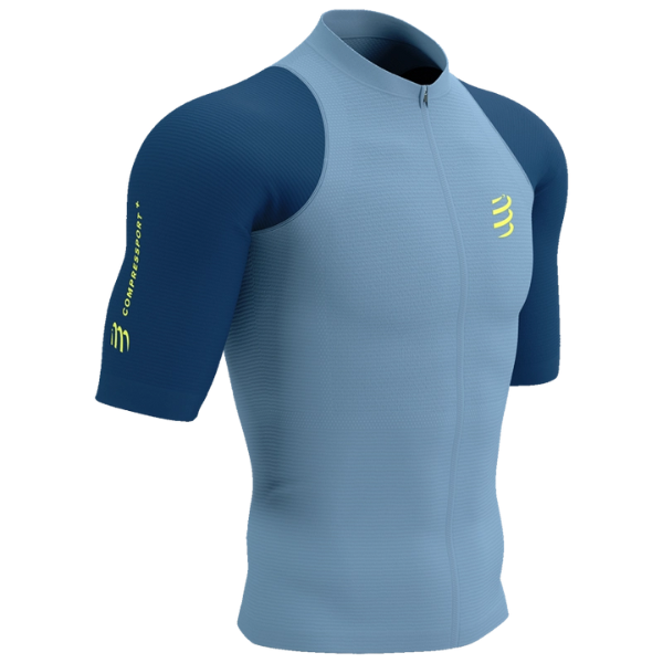 Áo chạy Trail Nam Compressport Trail Racing Postural SS Top - Xanh (Denim/Poseidon)