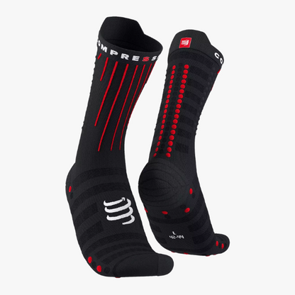 Tất chạy bộ Compressport Aero Socks - Đen (Black/Red)