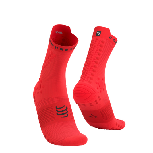 Tất chạy Trail Compressport Unisex's Pro Racing Socks v4.0 Trail - Đỏ/Đen (Fluo Red/Black)