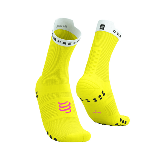 Tất chạy bộ Compressport Pro Racing Socks v4.0 Run High - Vàng (Safe Yellow/White)