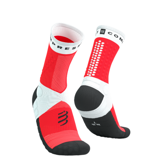Tất chạy Trail Compressport Ultra Trail Socks - Đỏ (White/Fluo Red)