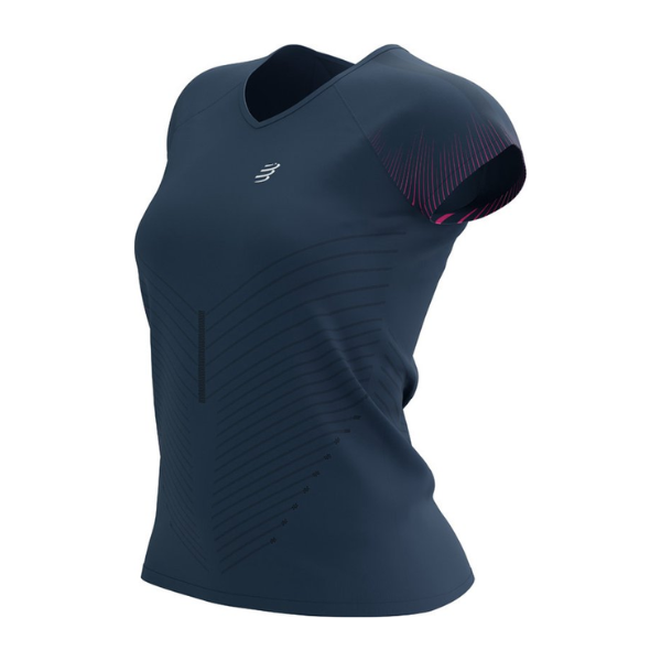 Áo chạy bộ Nữ Compressport Performance SS Tshirt - Xanh Hồng (Mood Indigo/Magenta)