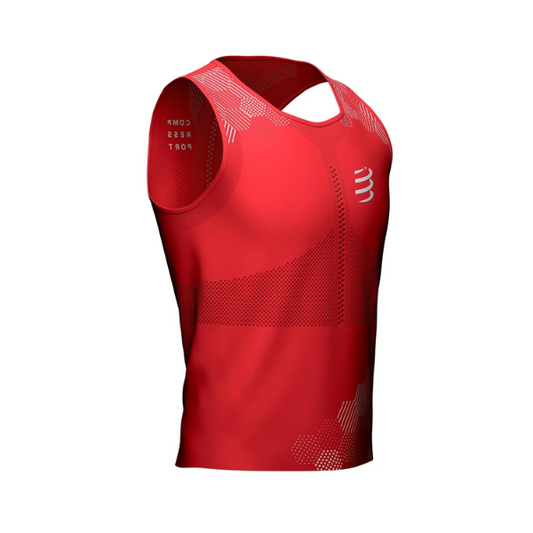 Áo chạy bộ Nam Compressport Men's Pro Racing Singlet - Đỏ (Red/White)