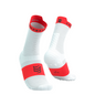 Tất chạy bộ Compressport Pro Racing Socks v4.0 Run High - Trắng/Đỏ (White/Fluo Red)