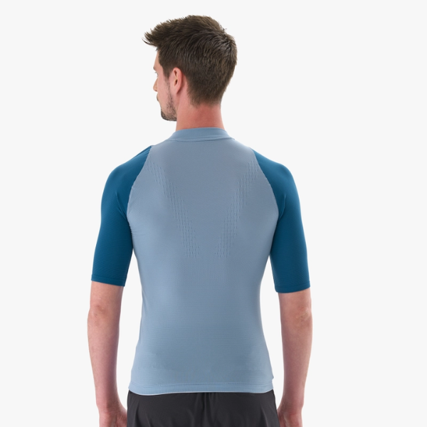 Áo chạy Trail Nam Compressport Trail Racing Postural SS Top - Xanh (Denim/Poseidon)