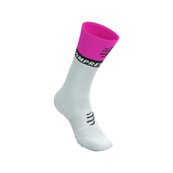 Tất chạy bộ Compressport Mid Compression Socks v2.0 - Safe Yellow/Neo Pink